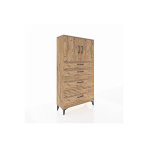 Arges Dolap 2 Raflı 4 Çekmeceli 2 Kapaklı 88x30x163 Çam-çam