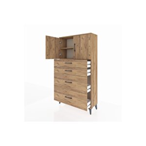 Arges Dolap 2 Raflı 4 Çekmeceli 2 Kapaklı 88x30x163 Çam-çam