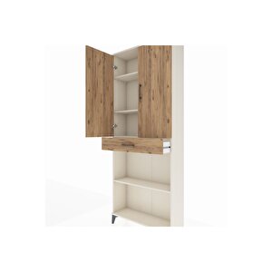 Arges Dolap 4 Raflı Tek Çekmeceli 2 Kapaklı 88x30x221 Aytaşı-çam