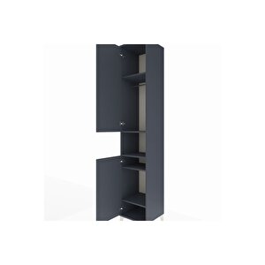 Hyperion Dolap 5 Raflı 2 Kapaklı Tek Askılı 44x44x243 Antrasit-antrasit