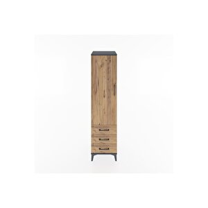 Hyperion Dolap 2 Raflı 3 Çekmeceli Tek Kapaklı 44x44x182 Antrasit-çam