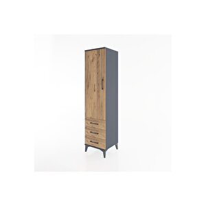 Hyperion Dolap 2 Raflı 3 Çekmeceli Tek Kapaklı 44x44x182 Antrasit-çam