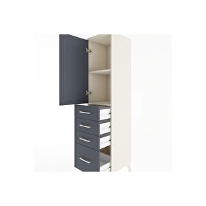 Hyperion Dolap 2 Raflı 4 Çekmeceli Tek Kapaklı 44x44x182 Aytaşı-antrasit
