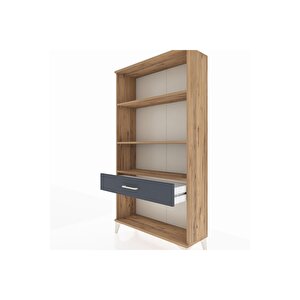 Arges Dolap 3 Raflı Tek Çekmeceli 88x30x163 Çam-antrasit