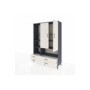 Hyperion Gardrop 8 Raflı 4 Çekmeceli 2 Kapaklı 132x44x195 Antrasit-aytaşı