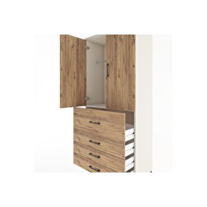 Hyperion Dolap Tek Raflı 4 Çekmeceli Tek Askılı 88x44x195 Aytaşı-çam