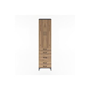 Hyperion Dolap 4 Raflı 5 Çekmeceli 2 Kapaklı 60x44x243 Antrasit-çam