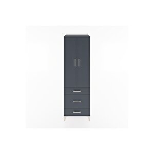 Hyperion Dolap 2 Raflı 3 Çekmeceli Tek Askılı 60x44x195 Antrasit-antrasit
