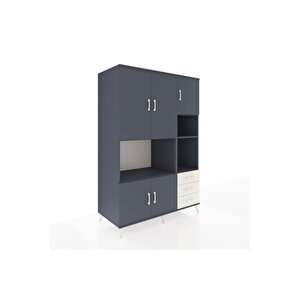 Kronos Dolap 9 Raflı 3 Çekmeceli 5 Kapaklı 132x59x195 Antrasit-antrasit/aytaşı