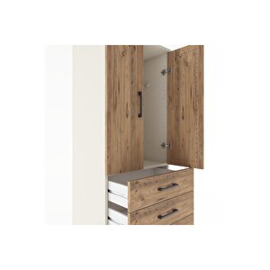 Hyperion Dolap Tek Raflı 5 Çekmeceli Tek Askılı 60x44x182 Aytaşı-çam