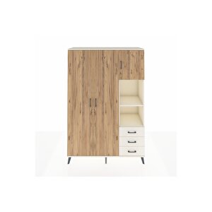 Hyperion Dolap 5 Raflı 3 Çekmeceli Tek Askılı 132x44x195 Aytaşı-çam/aytaşı