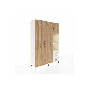 Hyperion Dolap 5 Raflı 3 Çekmeceli Tek Askılı 132x44x195 Aytaşı-çam/aytaşı