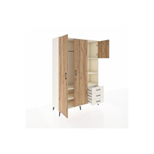 Hyperion Dolap 5 Raflı 3 Çekmeceli Tek Askılı 132x44x195 Aytaşı-çam/aytaşı