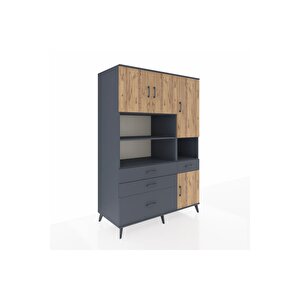 Kronos Dolap 9 Raflı 4 Çekmeceli 4 Kapaklı 132x59x195 Antrasit-çam/antrasit