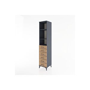 Hyperion Dolap 3 Raflı 6 Çekmeceli 44x44x221 Antrasit-çam