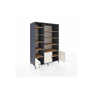 Kronos Dolap 10 Raflı 3 Kapaklı 132x59x195 Antrasit-aytaşı/çam