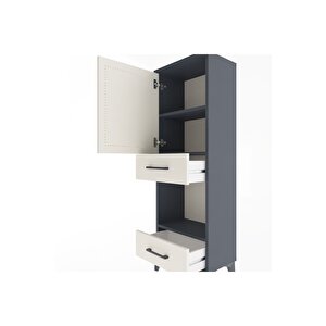 Arges Dolap 3 Raflı 2 Çekmeceli Tek Kapaklı 44x30x134 Antrasit-aytaşı