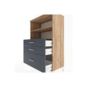 Hyperion Dolap 2 Raflı 3 Çekmeceli 88x44x134 Çam-antrasit