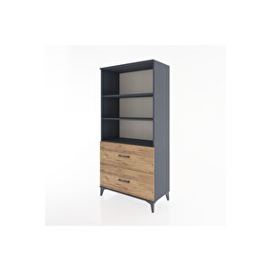 Hyperion Dolap 3 Raflı 2 Çekmeceli 88x44x182 Antrasit-çam