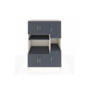 Kronos Dolap 9 Raflı 6 Kapaklı 132x59x195 Aytaşı-antrasit/antrasit