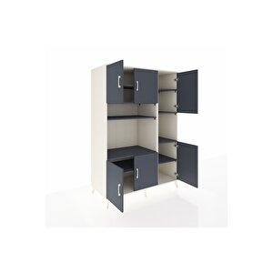 Kronos Dolap 9 Raflı 6 Kapaklı 132x59x195 Aytaşı-antrasit/antrasit