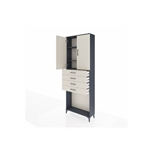 Arges Dolap 3 Raflı 4 Çekmeceli 2 Kapaklı 88x30x243 Antrasit-aytaşı