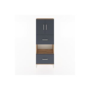 Arges Dolap 3 Raflı 2 Çekmeceli 2 Kapaklı 60x30x163 Çam-antrasit