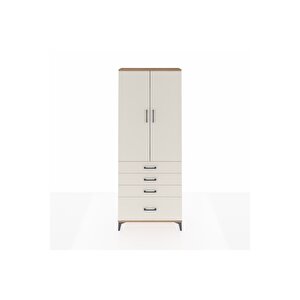 Arges Dolap 3 Raflı 4 Çekmeceli 2 Kapaklı 88x30x221 Çam-aytaşı