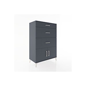 Hyperion Dolap 3 Çekmeceli 2 Kapaklı 88x44x134 Antrasit-antrasit