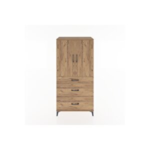 Hyperion Dolap 2 Raflı 3 Çekmeceli 2 Kapaklı 88x44x182 Çam-çam