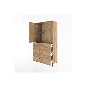 Hyperion Dolap 2 Raflı 3 Çekmeceli 2 Kapaklı 88x44x182 Çam-çam