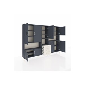 Arges Dolap 13 Raflı 3 Çekmeceli 9 Kapaklı 220x30x163 Antrasit-antrasit/aytaşı