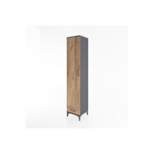 Hyperion Dolap 3 Raflı Tek Çekmeceli Tek Askılı 44x44x221 Antrasit-çam