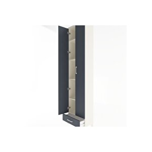 Arges Dolap 5 Raflı Tek Çekmeceli 2 Kapaklı 60x30x243 Aytaşı-antrasit