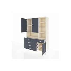 Hyperion Gardrop 8 Raflı 5 Çekmeceli 3 Kapaklı 132x44x195 Aytaşı-antrasit