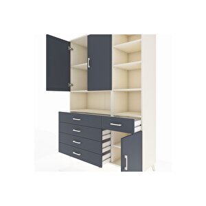 Hyperion Gardrop 8 Raflı 5 Çekmeceli 3 Kapaklı 132x44x195 Aytaşı-antrasit