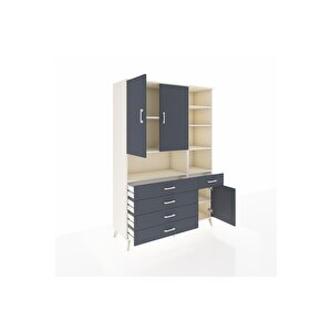 Hyperion Gardrop 8 Raflı 5 Çekmeceli 3 Kapaklı 132x44x195 Aytaşı-antrasit