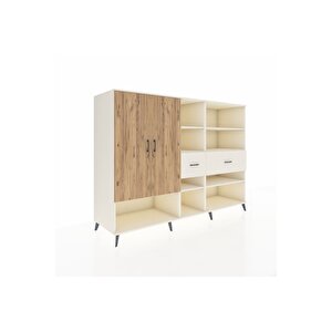 Kronos Dolap 10 Raflı 2 Çekmeceli 2 Kapaklı 220x59x163 Aytaşı-çam/aytaşı