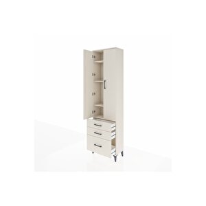 Arges Dolap 4 Raflı 3 Çekmeceli 2 Kapaklı 60x30x221 Aytaşı-aytaşı