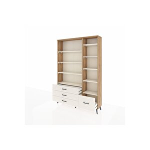 Arges Gardrop 9 Raflı 4 Çekmeceli  132x30x195 Çam-aytaşı