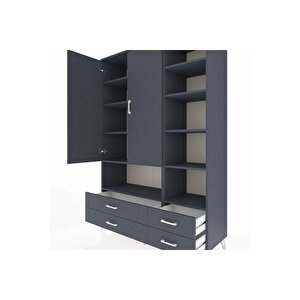 Hyperion Gardrop 10 Raflı 4 Çekmeceli 2 Kapaklı 132x44x195 Antrasit-antrasit