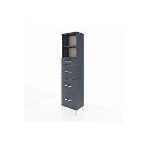 Arges Dolap 2 Raflı 4 Çekmeceli 44x30x182 Antrasit-antrasit