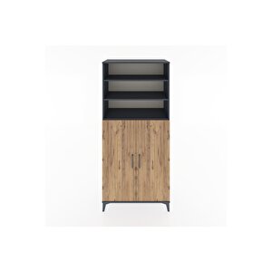 Hyperion Dolap 5 Raflı 2 Kapaklı 88x44x195 Antrasit-çam