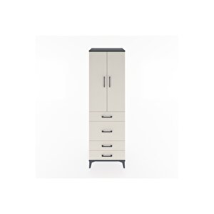 Hyperion Dolap 3 Raflı 4 Çekmeceli 2 Kapaklı 60x44x195 Antrasit-aytaşı