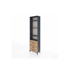 Arges Dolap 4 Raflı 3 Çekmeceli 60x30x221 Antrasit-çam