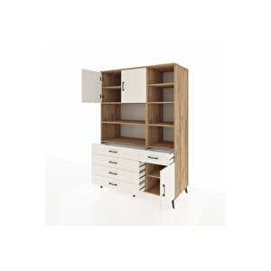 Kronos Dolap 9 Raflı 5 Çekmeceli 3 Kapaklı 132x59x195 Çam-aytaşı/aytaşı