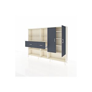 Arges Dolap 10 Raflı 2 Çekmeceli 2 Kapaklı 220x30x163 Aytaşı-antrasit