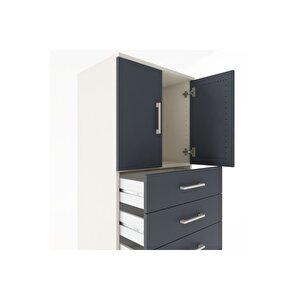 Hyperion Dolap Tek Raflı 7 Çekmeceli 2 Kapaklı 60x44x182 Aytaşı-antrasit