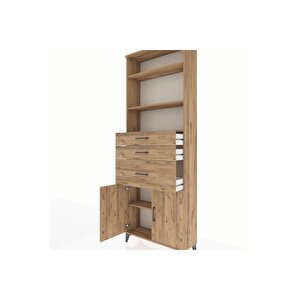 Arges Dolap 4 Raflı 3 Çekmeceli 2 Kapaklı 88x30x243 Çam-çam