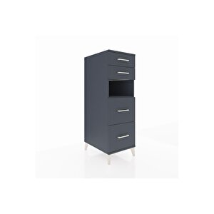 Kronos Dolap Tek Raflı 4 Çekmeceli 44x59x134 Antrasit-antrasit